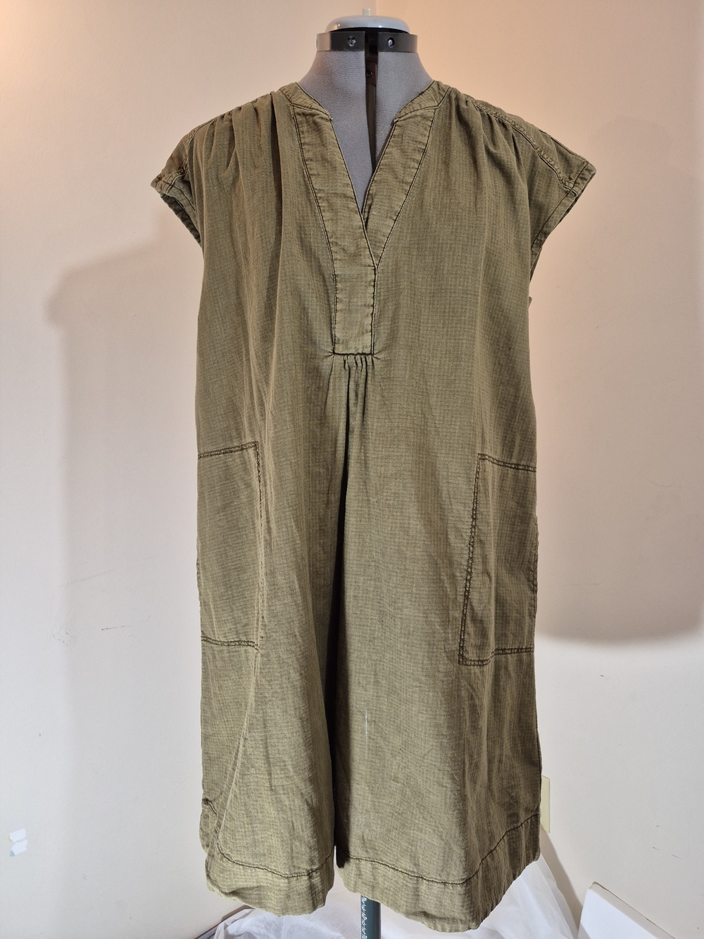 Anthropologie Olive Green Sleeveless V-Neck Tunic Dress